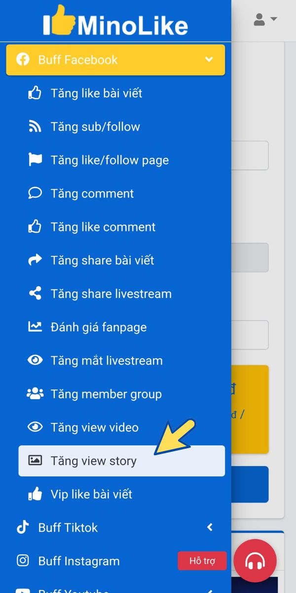 chọn dịch vụ tăng view story