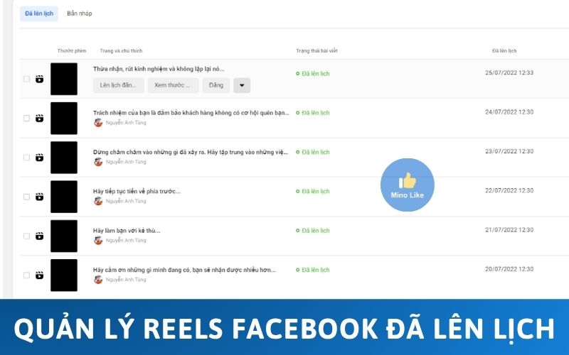 Quản lý Reels Facebook đã lên lịch