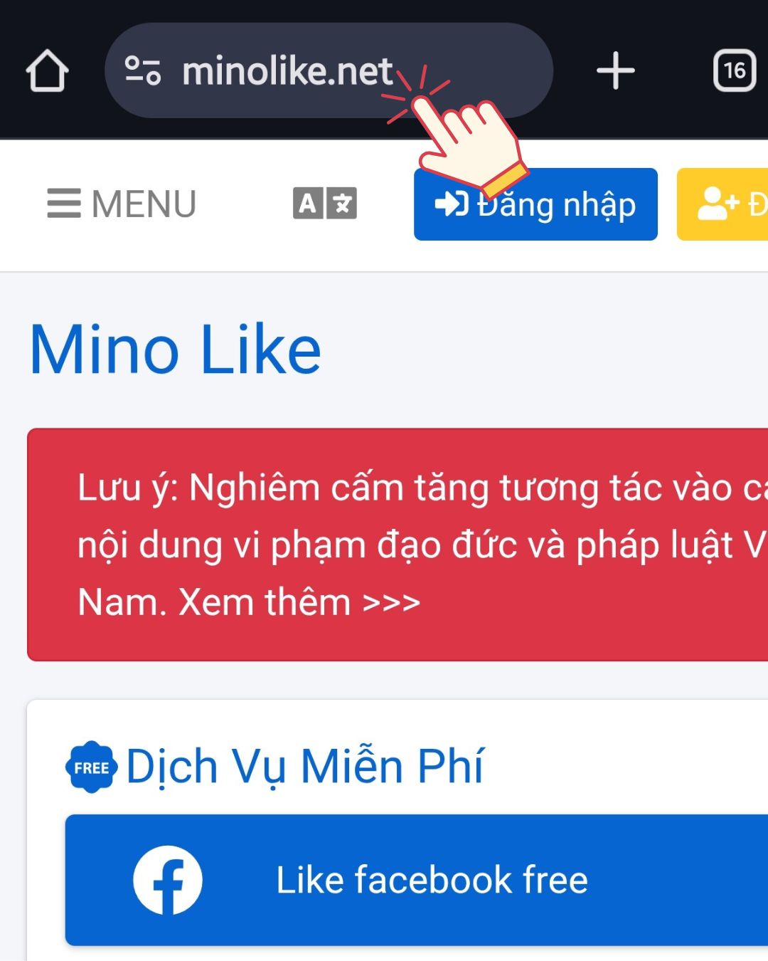truy cập trang chủ minolike